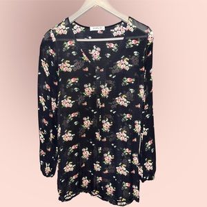 Sam & Lavi Los Angeles Sheer Black Floral Dress